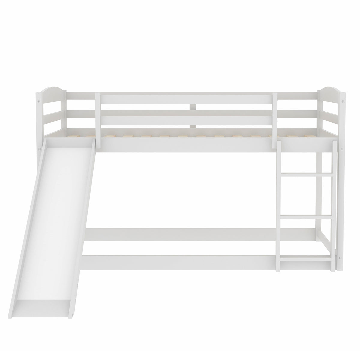 Twin Over Twin Bunk Bed with Slide White