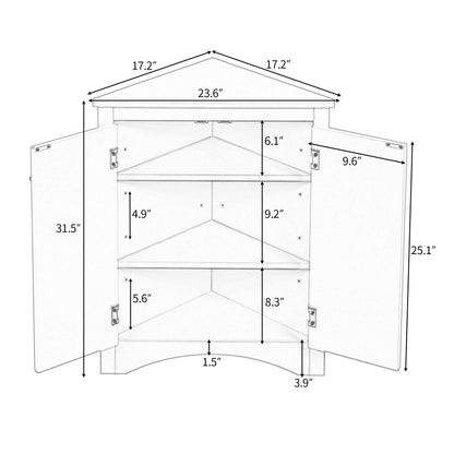 Black Corner Bathroom Cabinet with Shelves