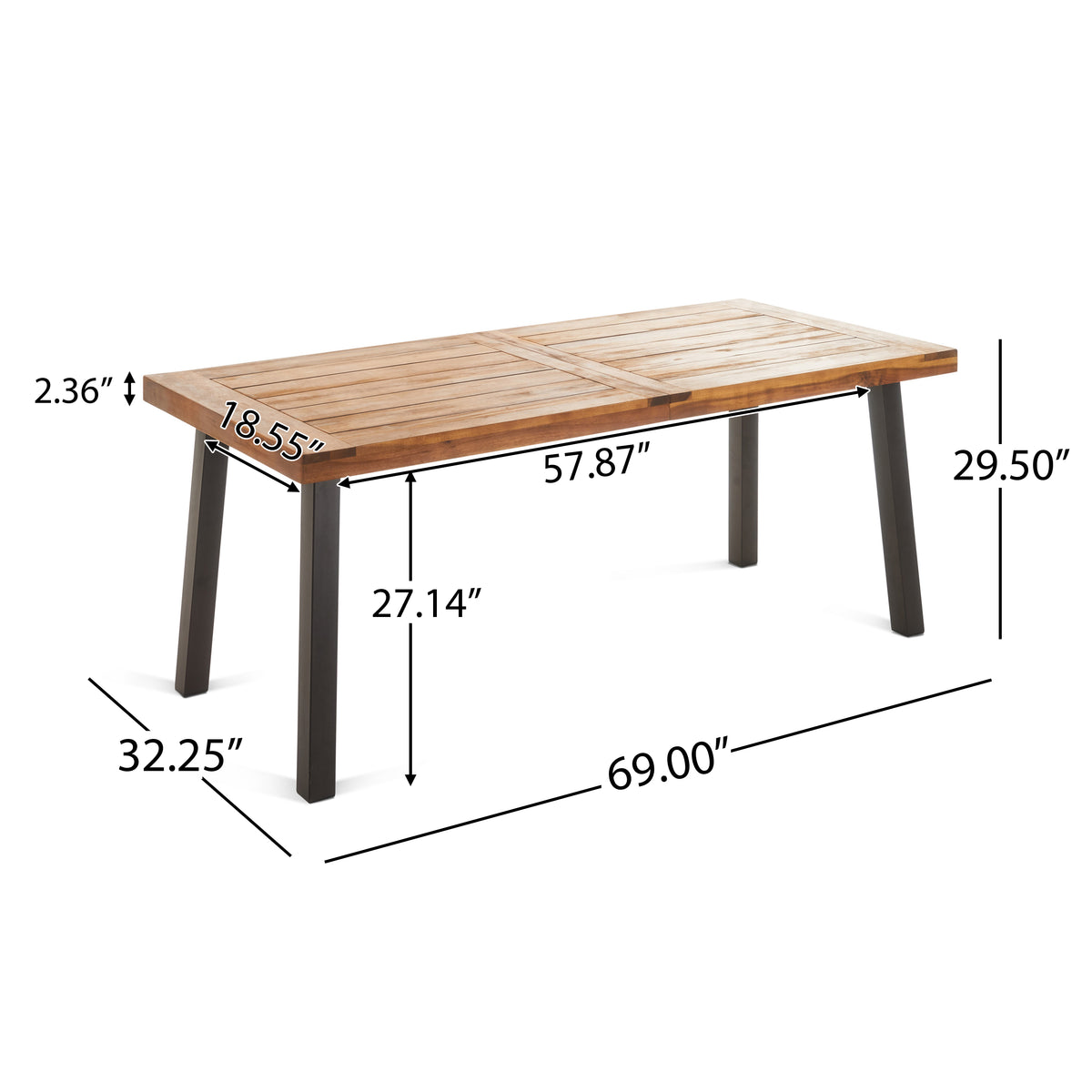 Della Dining Table Solid Wood Brown