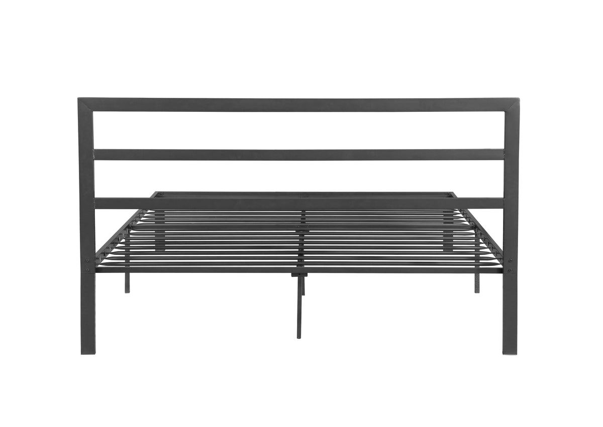 Charcoal Gray Metal Bed Frame with Headboard