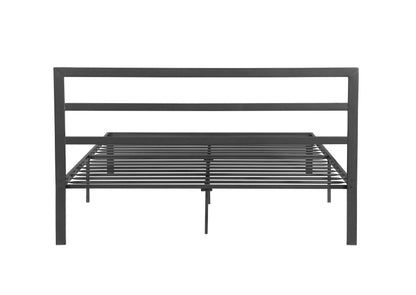 Charcoal Gray Metal Bed Frame with Headboard