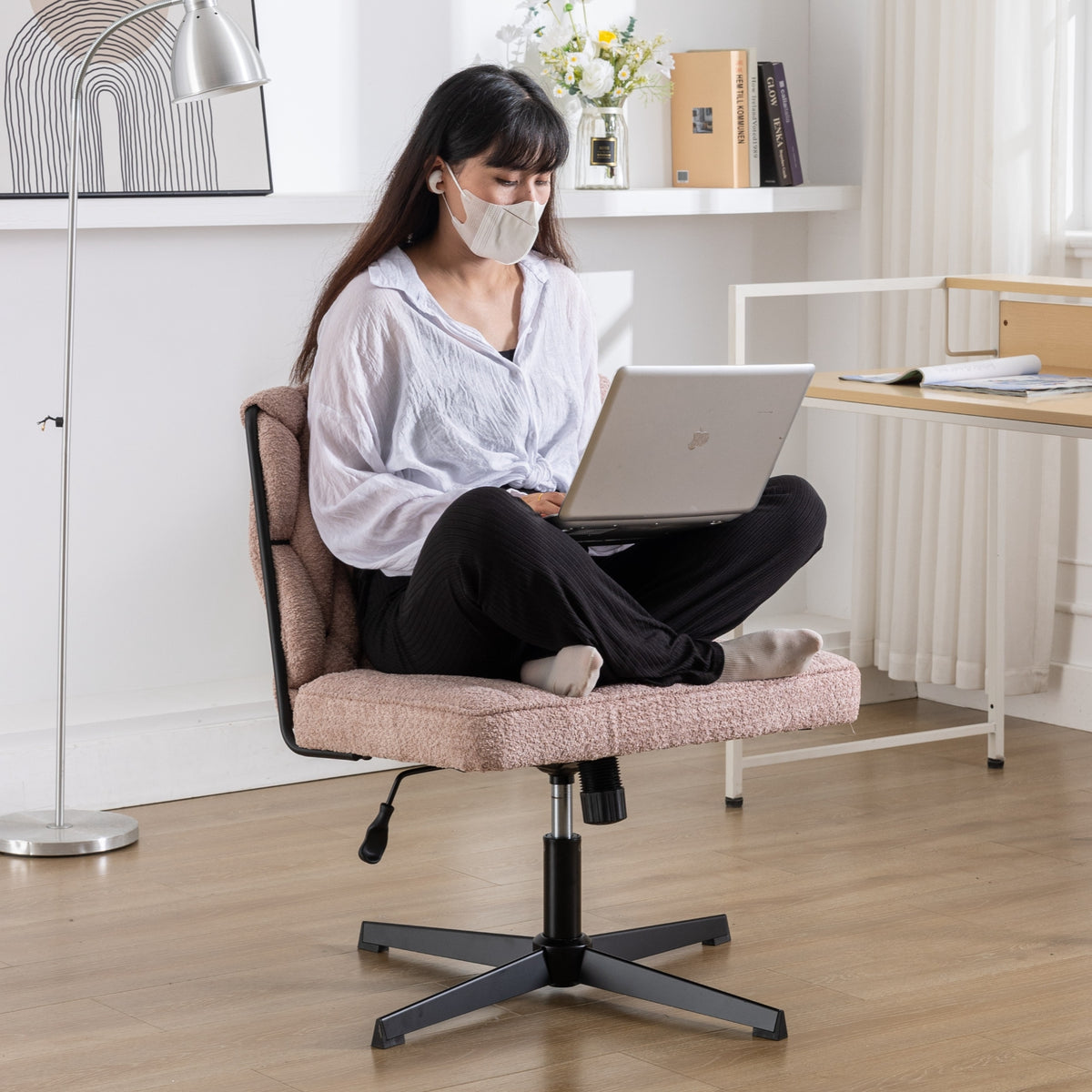 Armless Office Chair – Blush Pink
