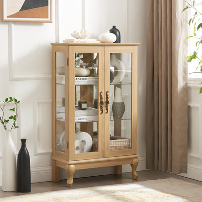 Dual Door Curio Display Cabinet with LED Light