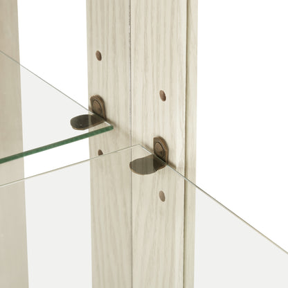 Light Oak Display Cabinet with Glass Doors and Drawer