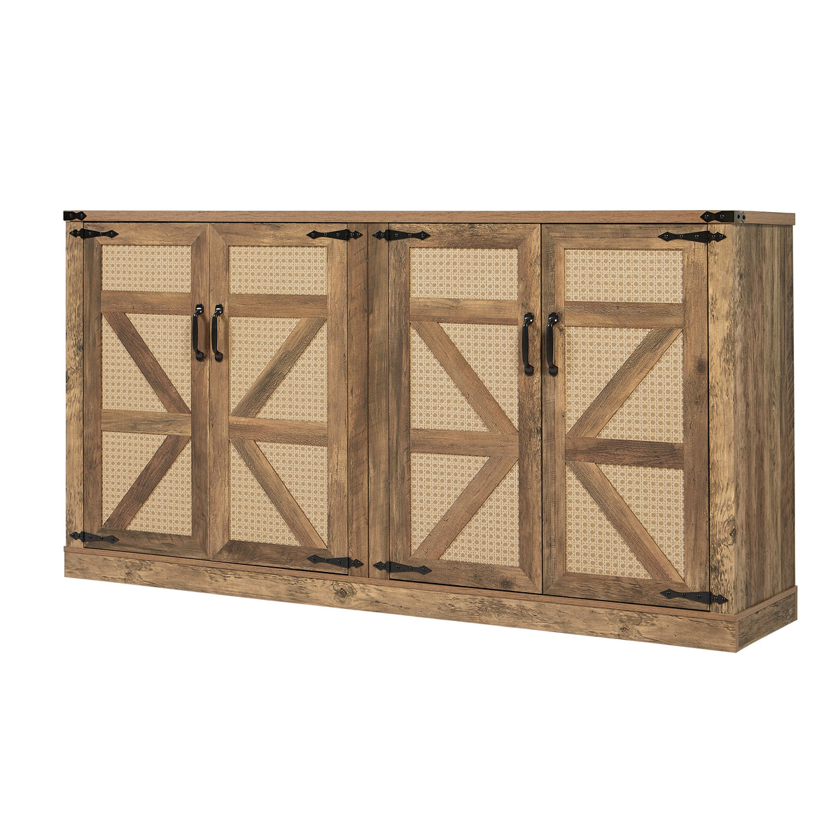 Rustic Oak 4-Door Sideboard