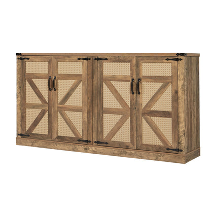 Rustic Oak 4-Door Sideboard