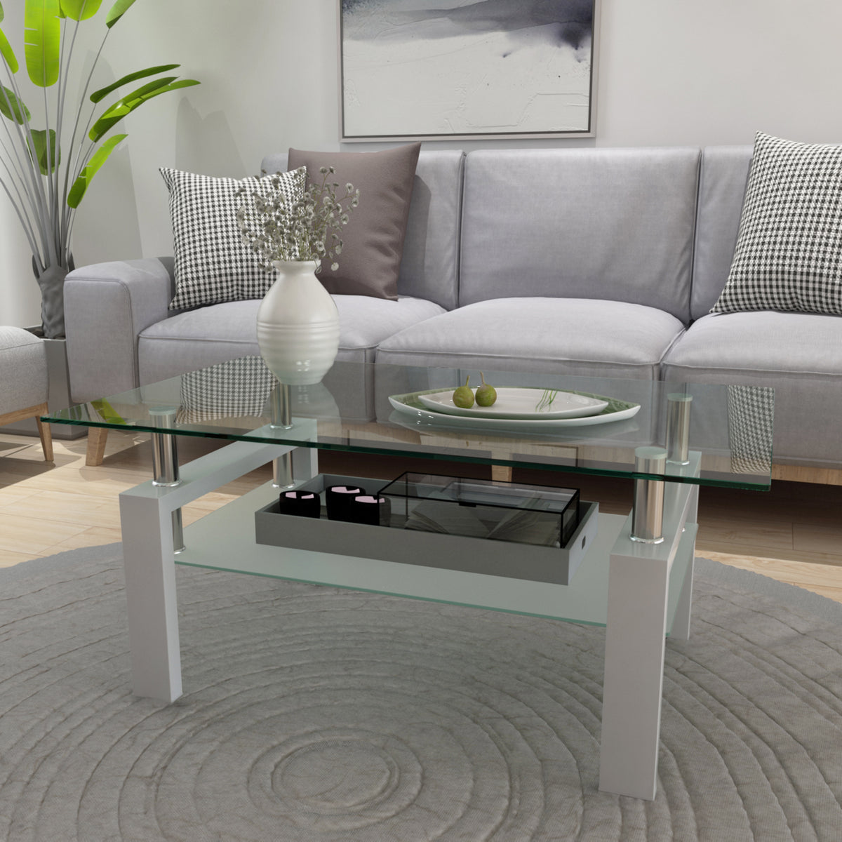White Glass Coffee Table – Modern Centerpiece