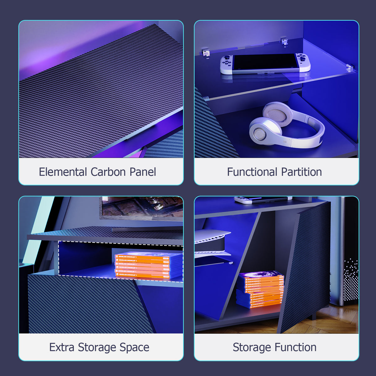 LED Gaming TV Stand with Storage