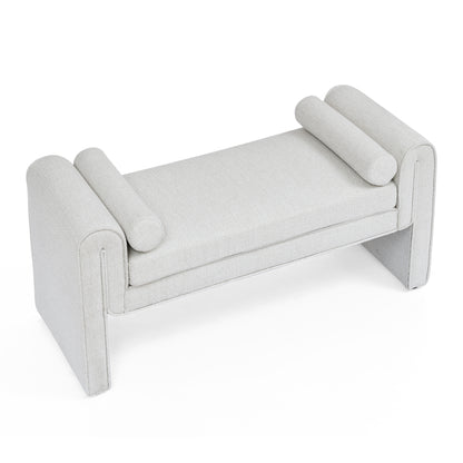 Linen Bedroom Storage Stool – White Finish
