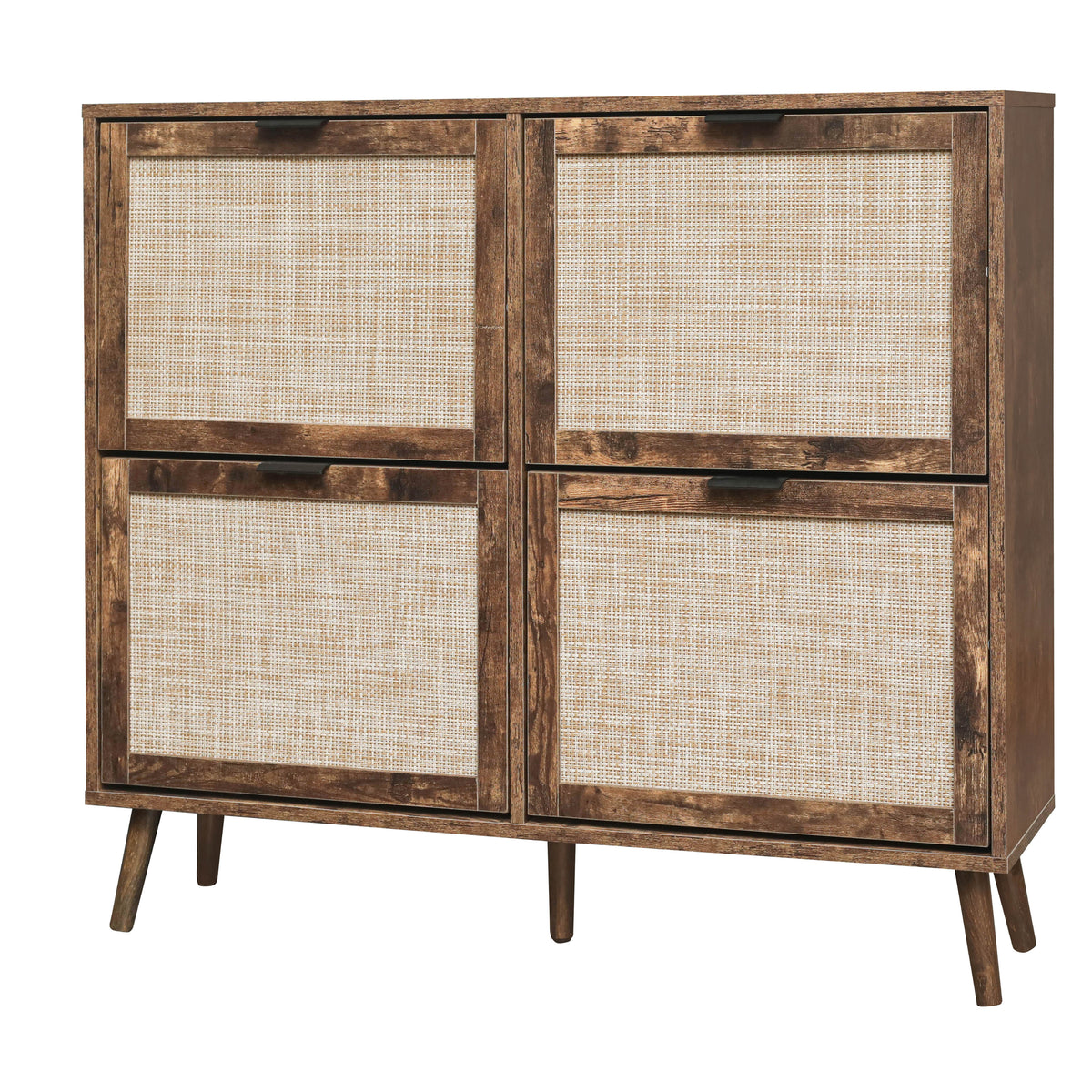4-Door Freestanding Shoe Cabinet with Storage Shelves