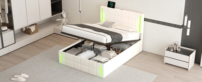 Full Hydraulic Storage Bed – White Finish