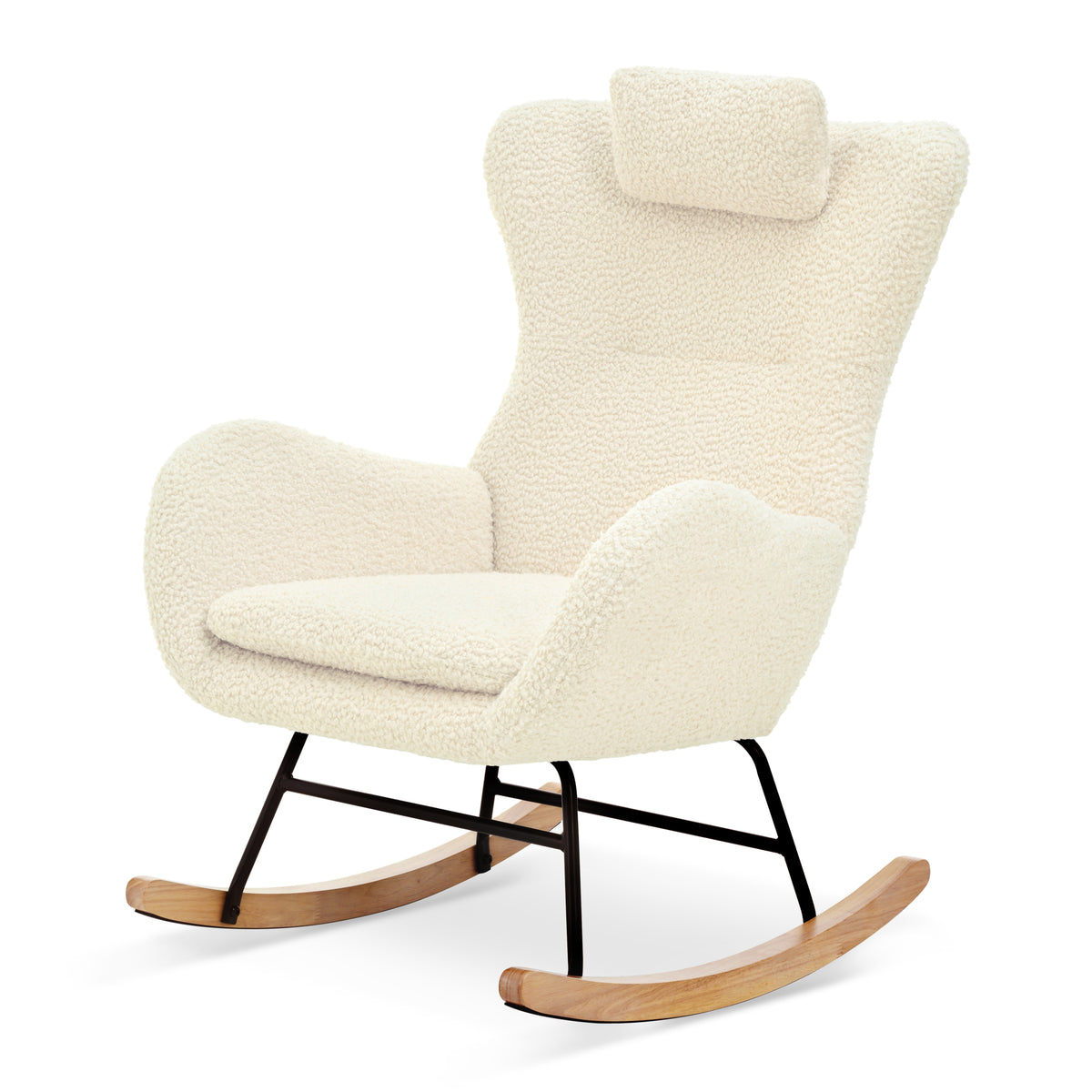 Modern Rocking Chair – Rubber Legs & Chenille Fabric