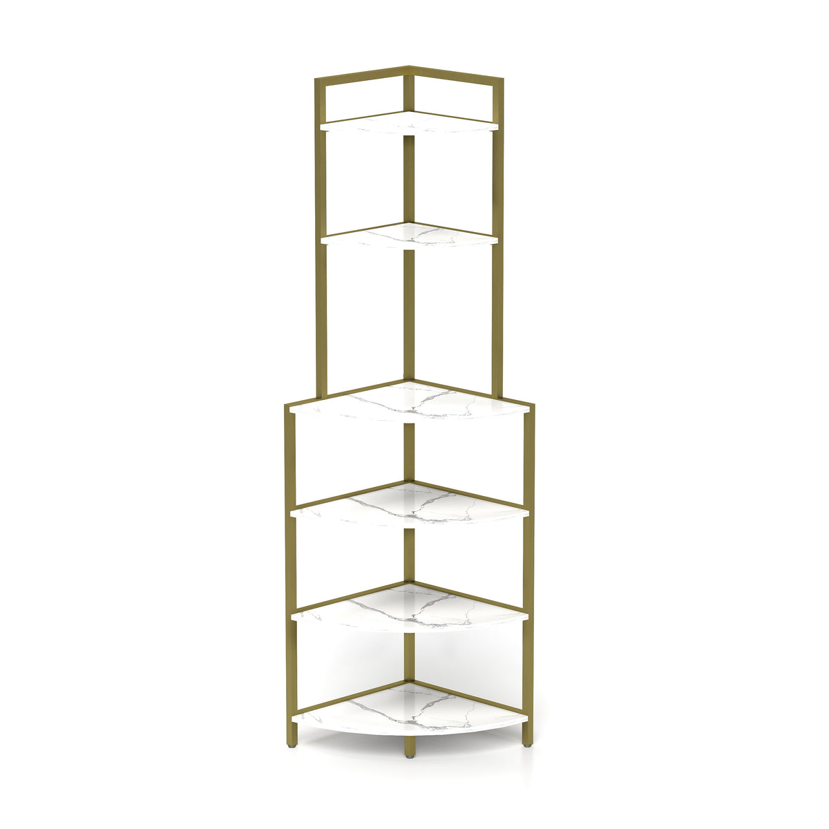 6-Tier Wooden Bookshelf Corner Storage Brown