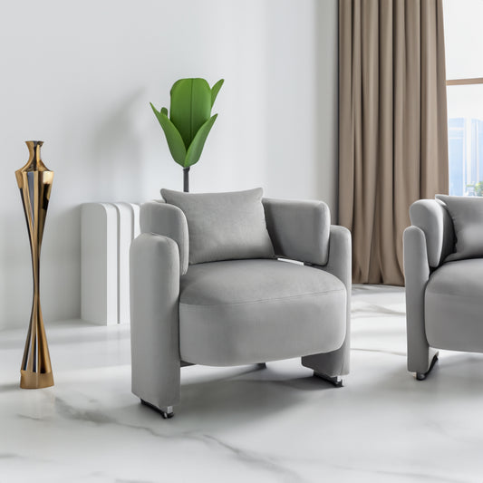 Velvet Single Sofa Chair – Grey