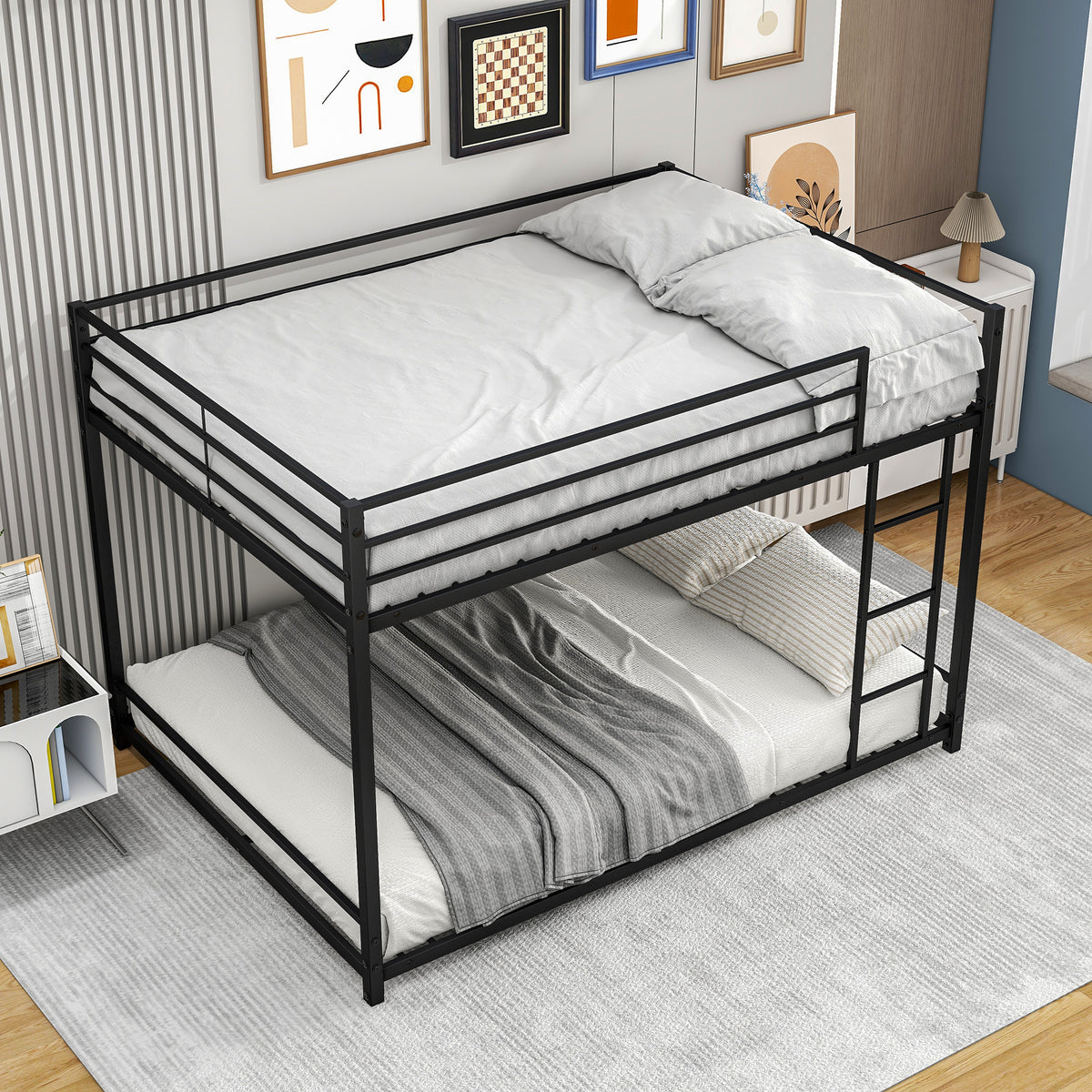 Full Metal Bunk Bed Heavy Duty Black