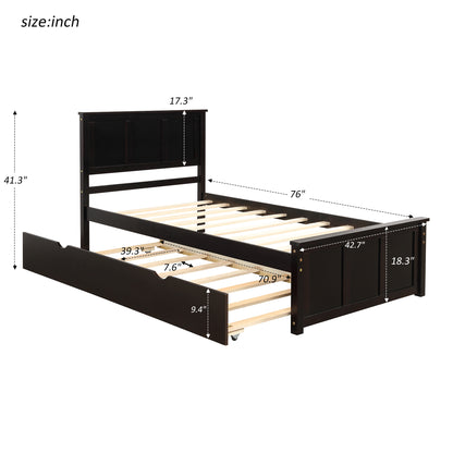 Platform Bed with Trundle Espresso Finish