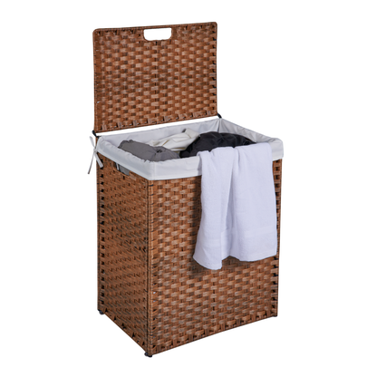 Brown Laundry Hamper with Lid and 2 Removable Bags