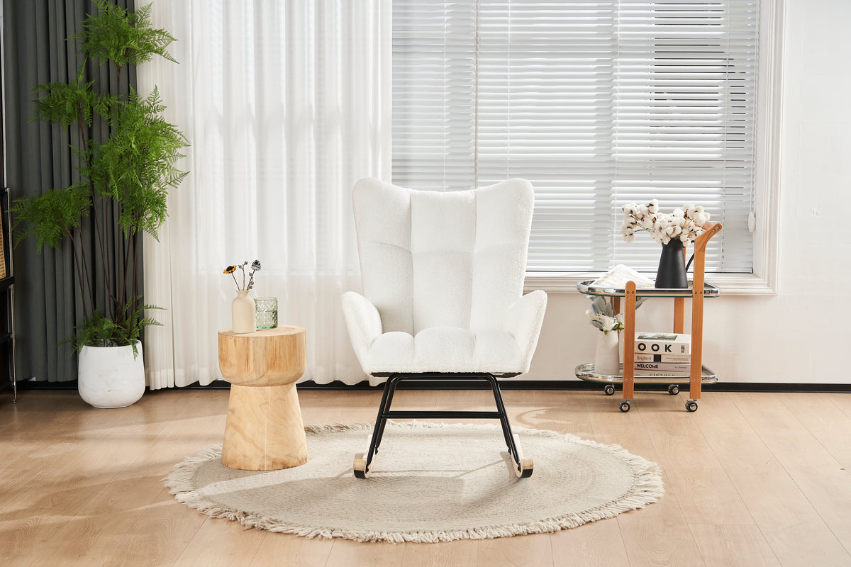 Teddy Fabric Rocking Nursery Chair – White