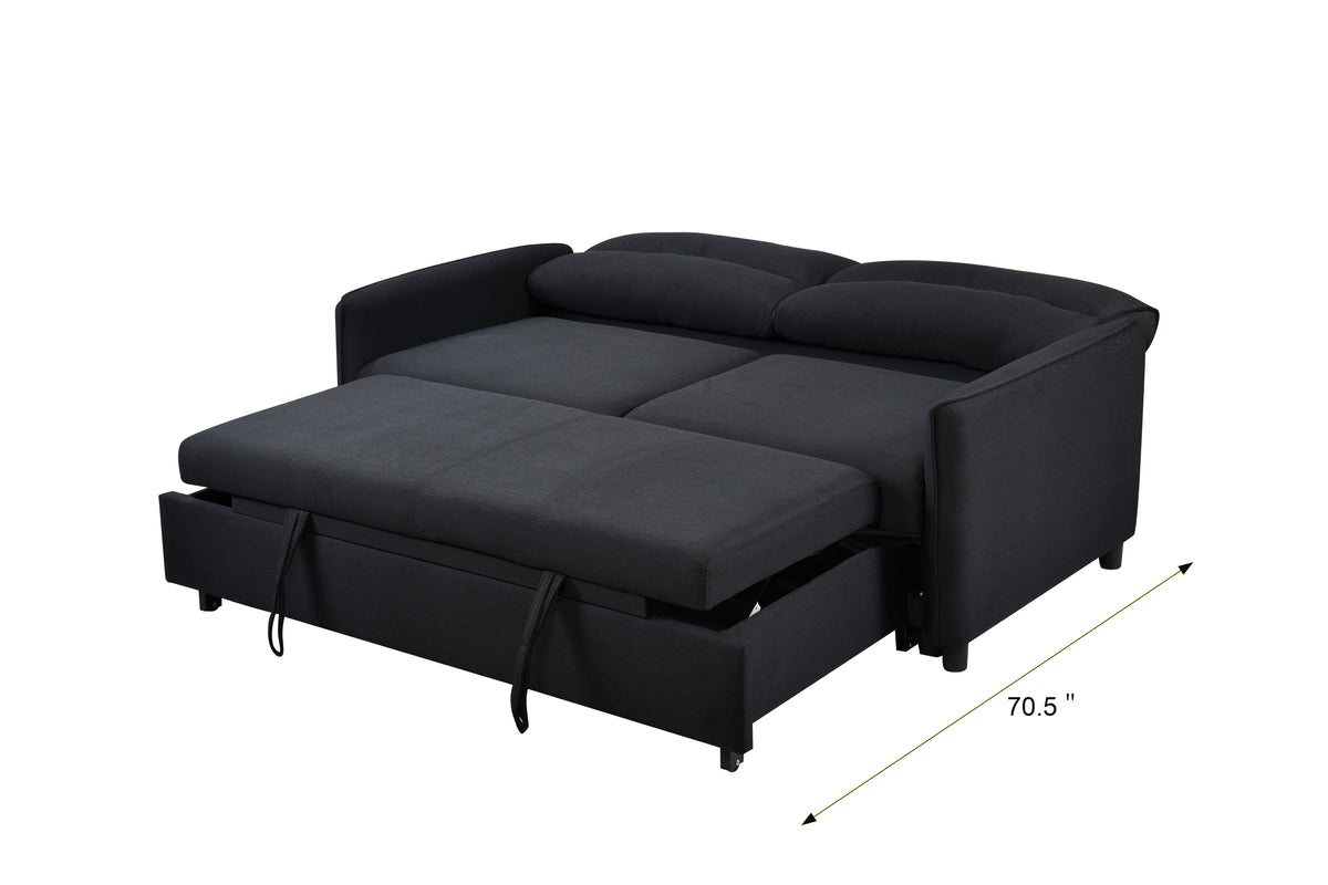 Convertible Sofa Bed with Pullout Black
