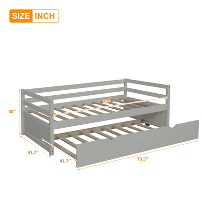 Twin Daybed with Trundle Gray