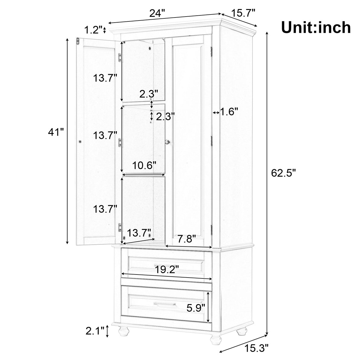 Tall Black Storage Cabinet with Drawers