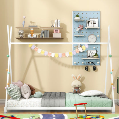 Metal Platform Bed White Triangle Frame