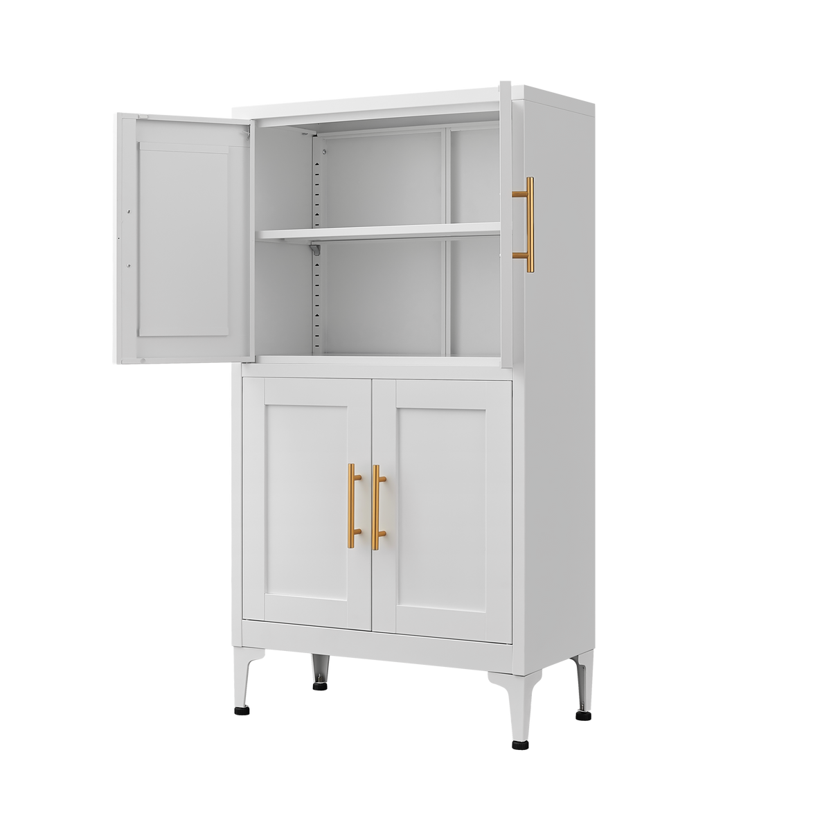 White Metal Kitchen Storage Cabinet Adjustable Shelf