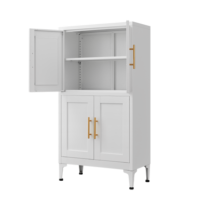 White Metal Kitchen Storage Cabinet Adjustable Shelf