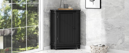 Black Corner Bathroom Storage Cabinet Adjustable Shelves