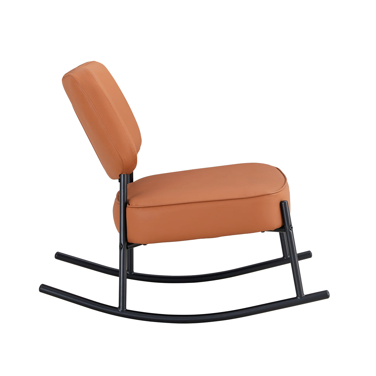 PU Leather Rocking Chair – Black Metal Legs