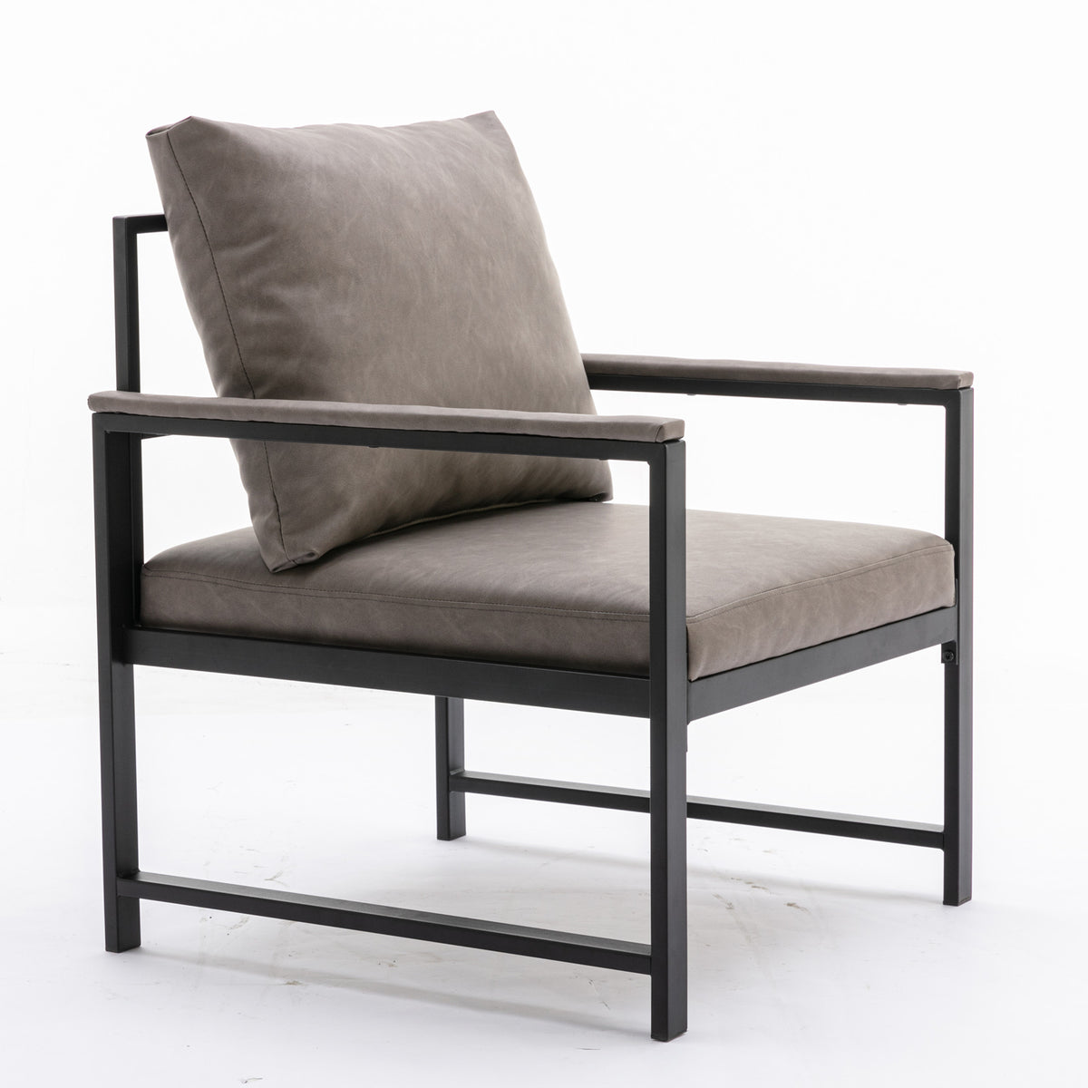 Faux Leather Accent Chair – Charcoal Gray