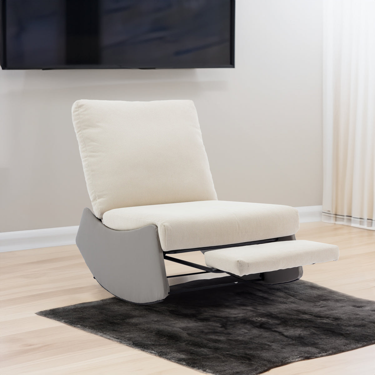 Modern Recliner Chair with Footrest Gray
