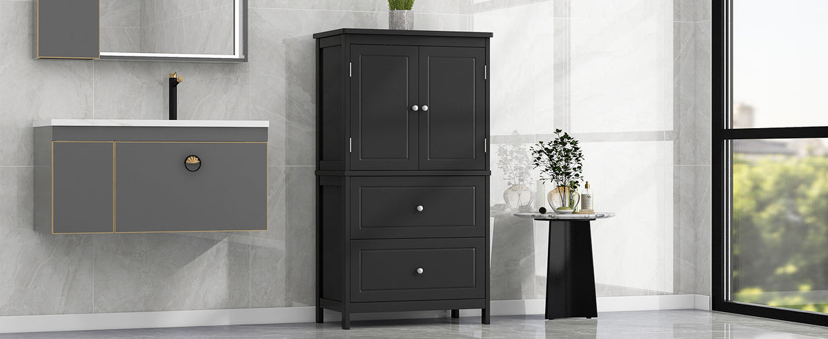 Black Bathroom Storage Cabinet with Drawers