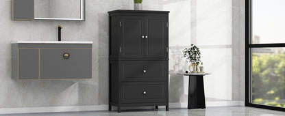 Black Bathroom Storage Cabinet with Drawers