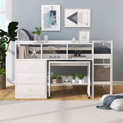 Low Loft Bed White