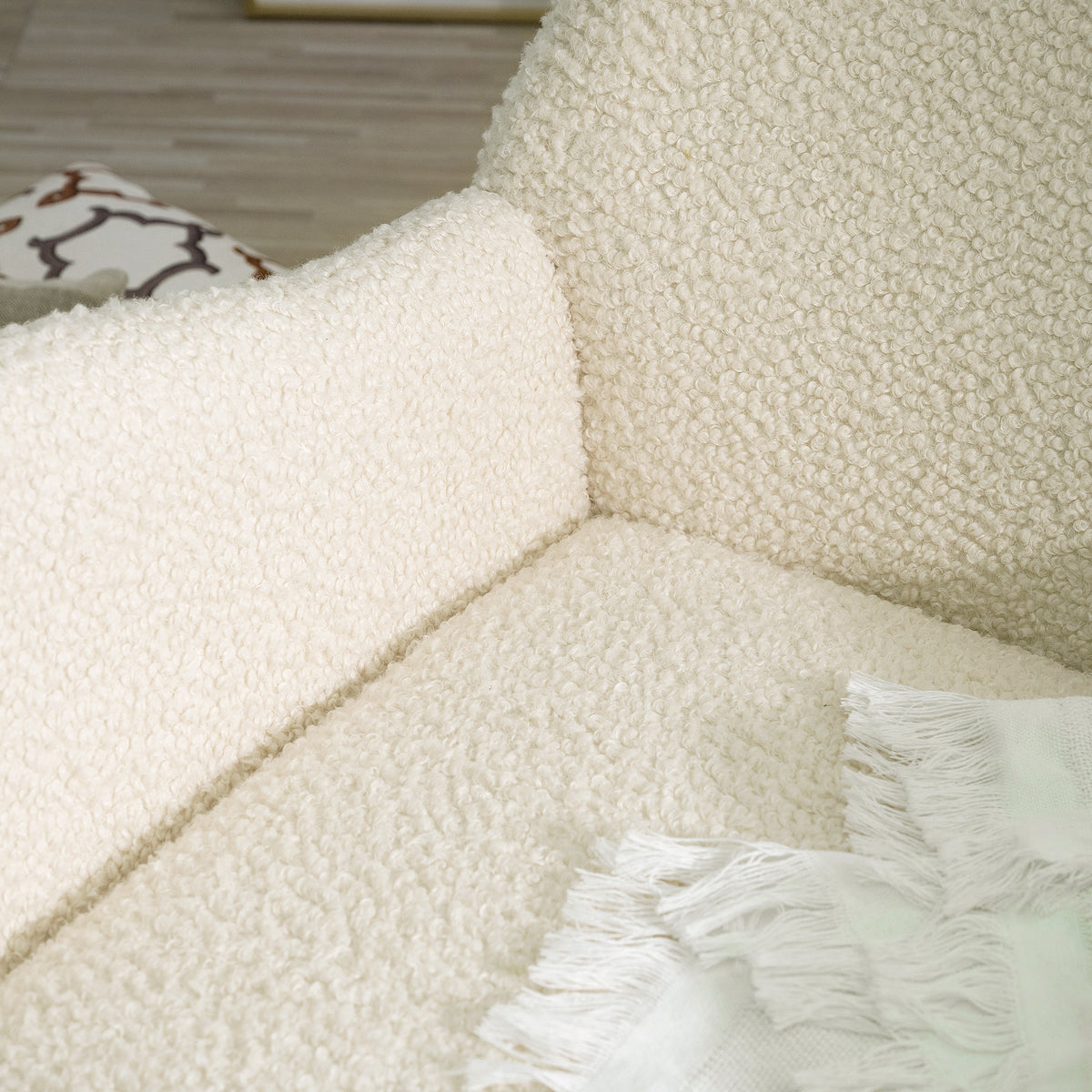 Modern Rocking Chair – Rubber Legs & Chenille Fabric