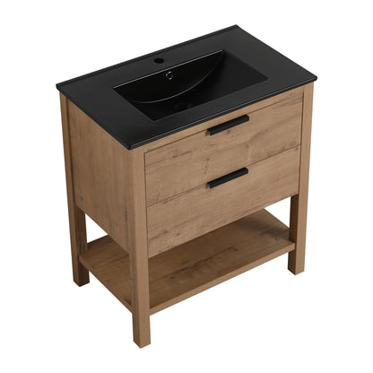30-Inch Vanity with 2 Drawers Black Finish