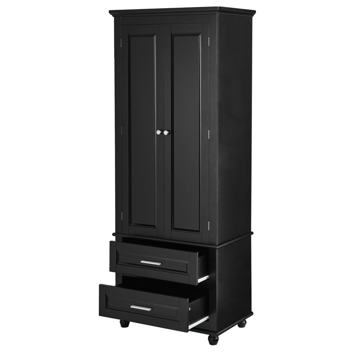 Tall Black Storage Cabinet with Drawers