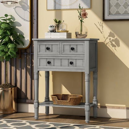 Narrow Console Desk – Grey Washed Finish