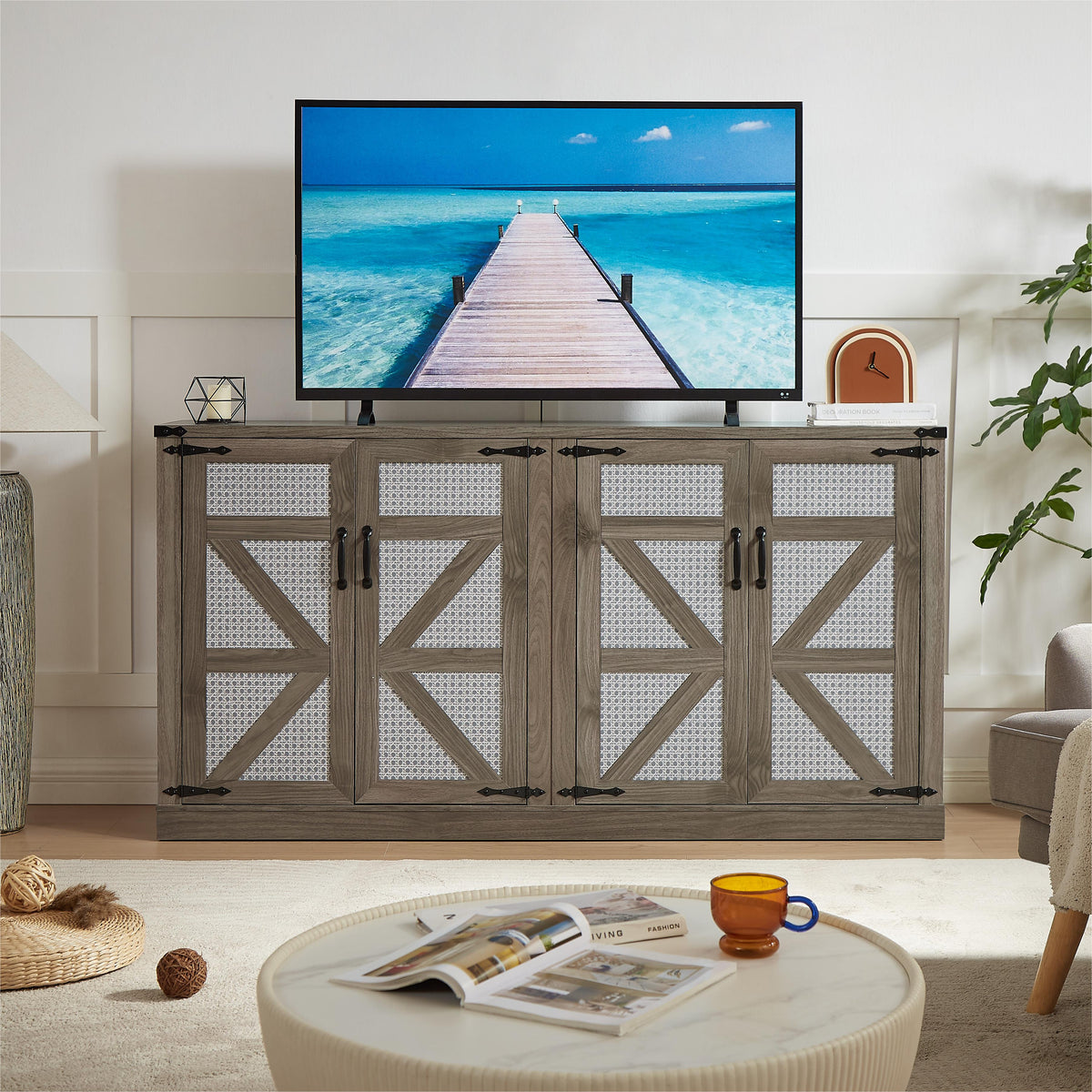 Slate Gray 4-Door Sideboard