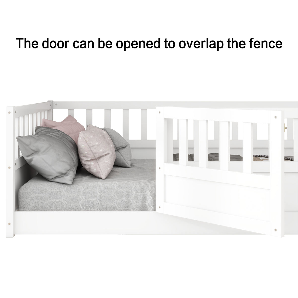 Montessori Floor Bed – White Wooden Frame