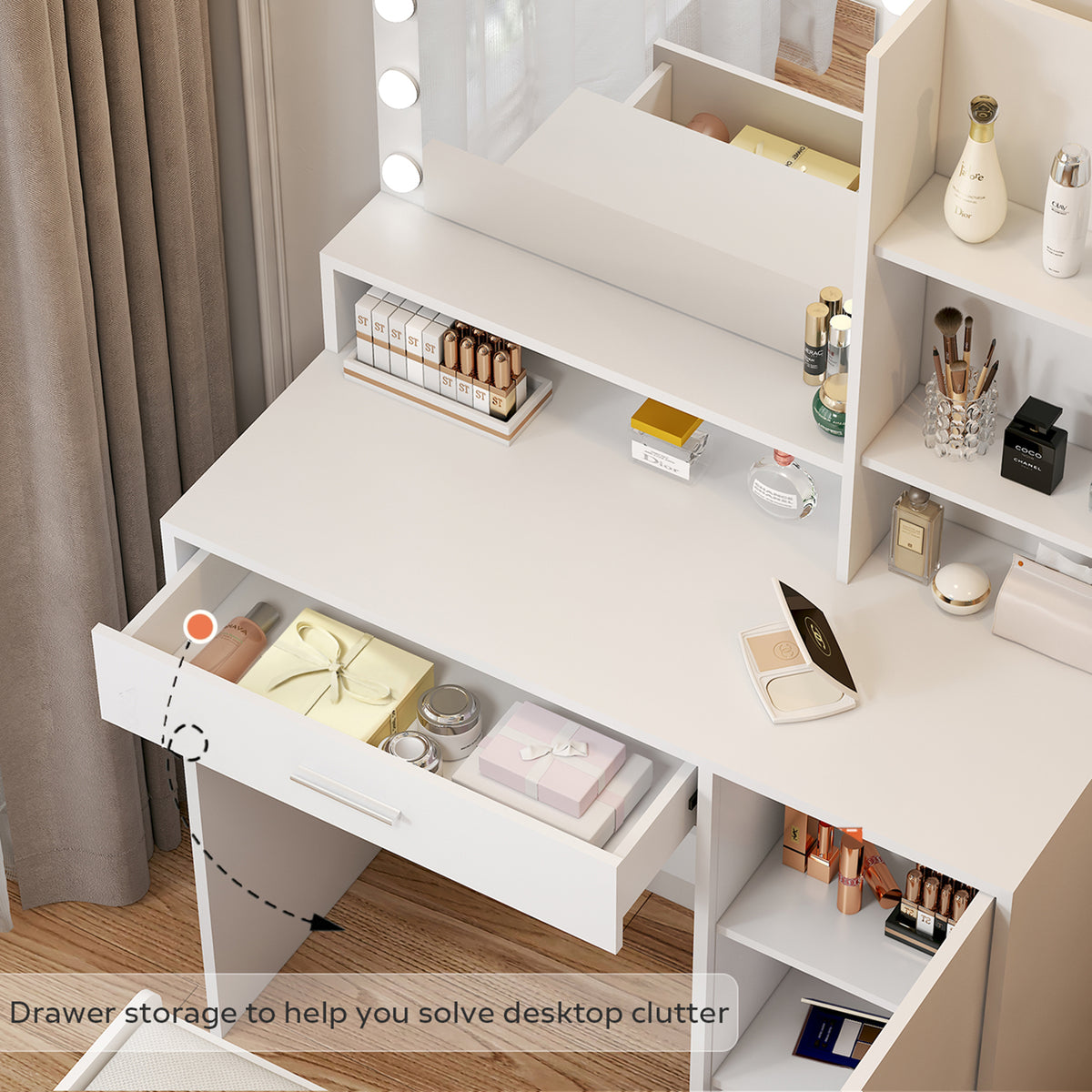 Vanity Storage Console – Tri-Light Mirror Collection