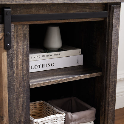 Mid-Century Sliding Door TV Cabinet Brown