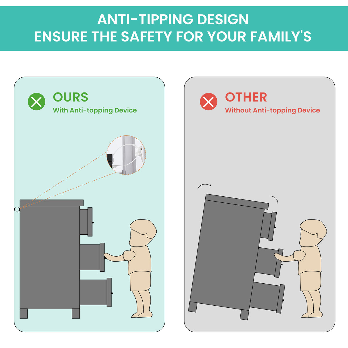 Modern 3-Drawer Dresser with Metal Pulls
