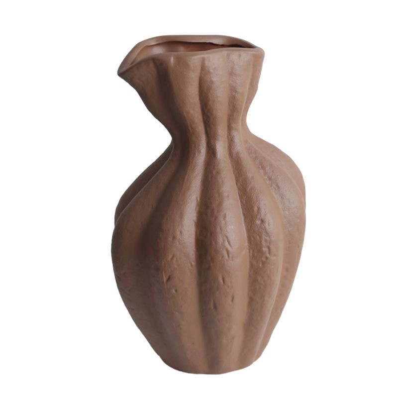 Earth Brown Pottery Display Vase Accent