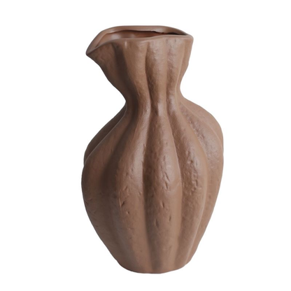 Earth Brown Pottery Display Vase Accent