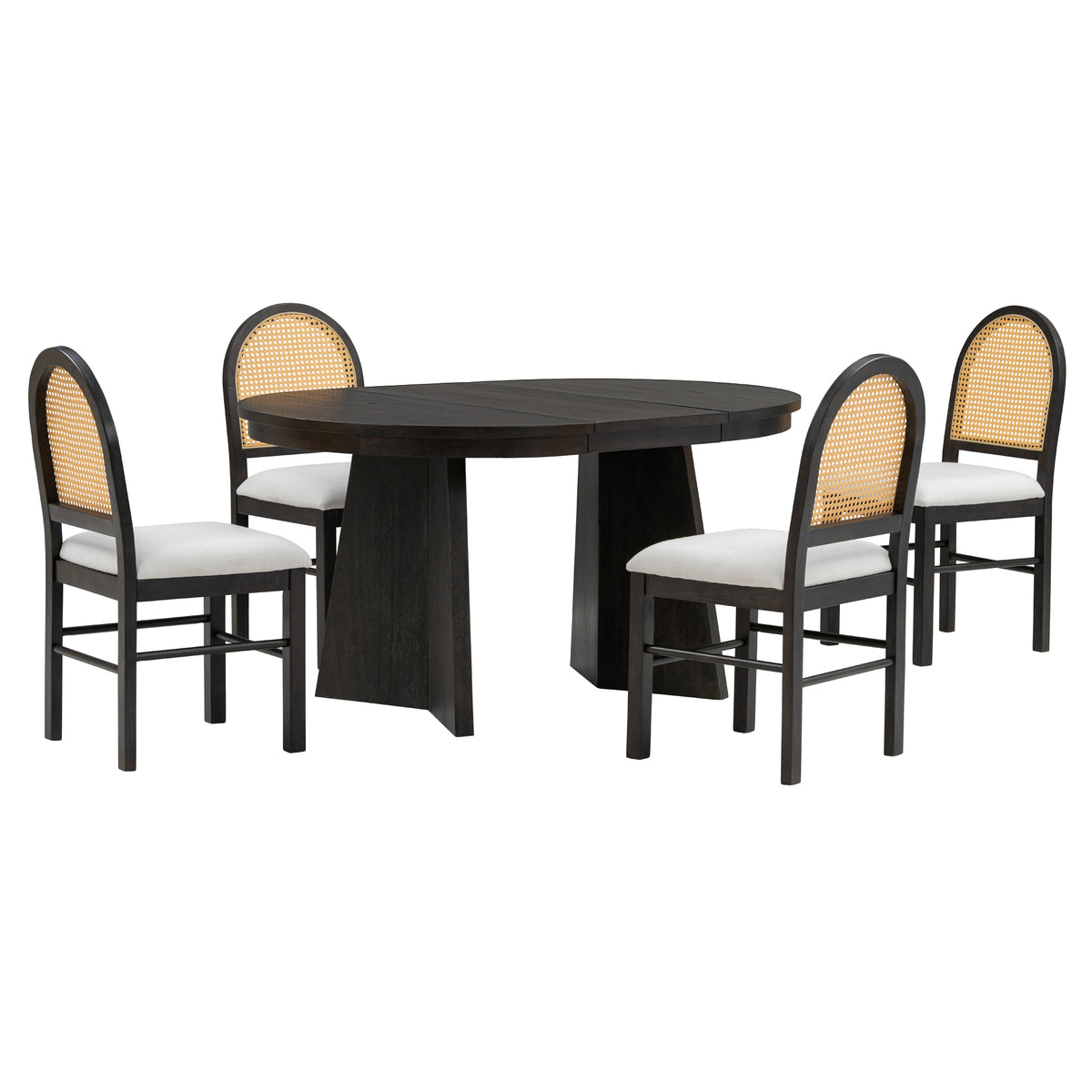 Retro Dining Set (5 pcs) – Espresso Finish