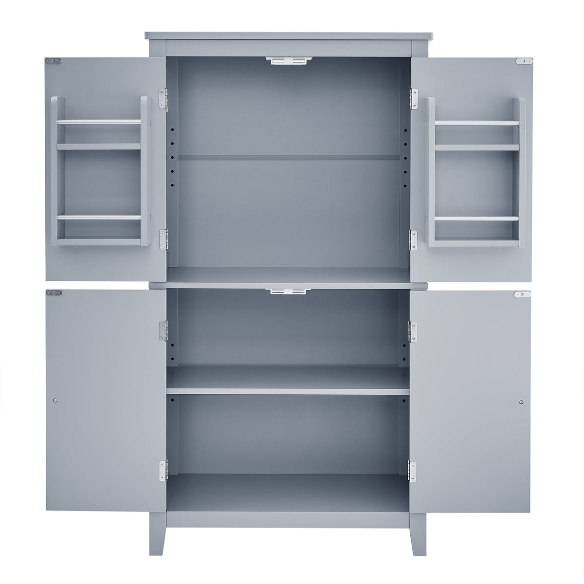 Gray Bathroom Floor Cabinet with Adjustable Shelves