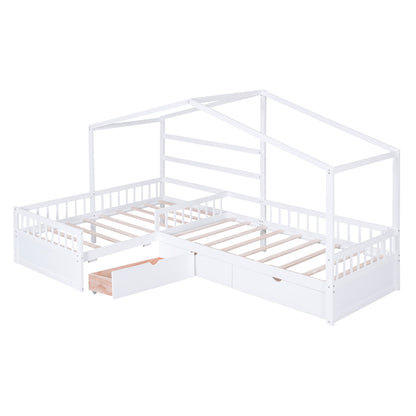 Twin House Bed White
