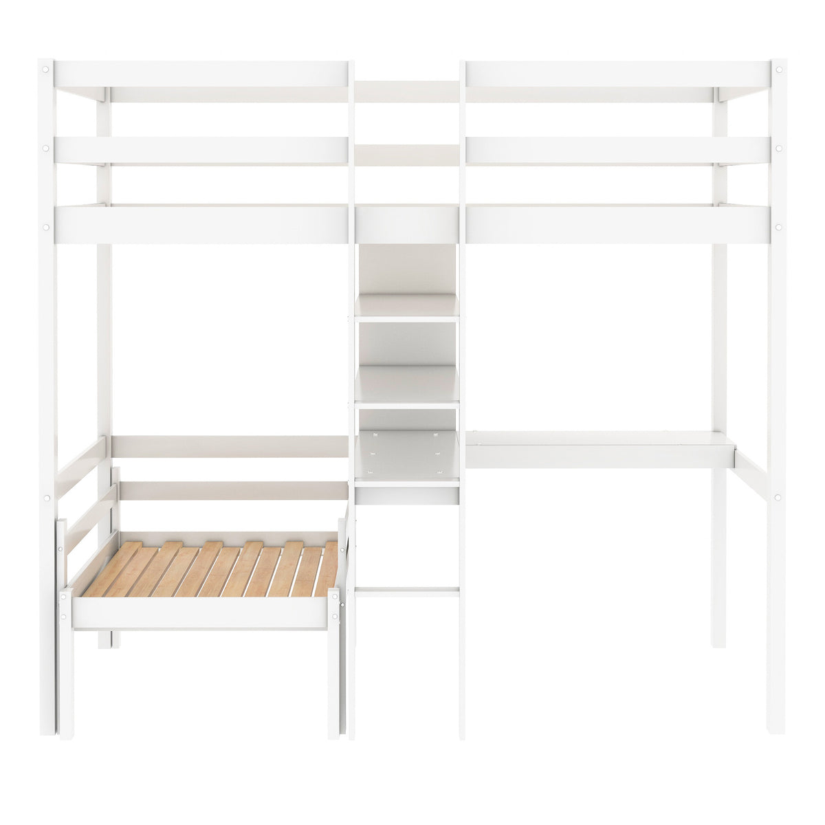 Convertible Loft Bunk Bed with Ladder White